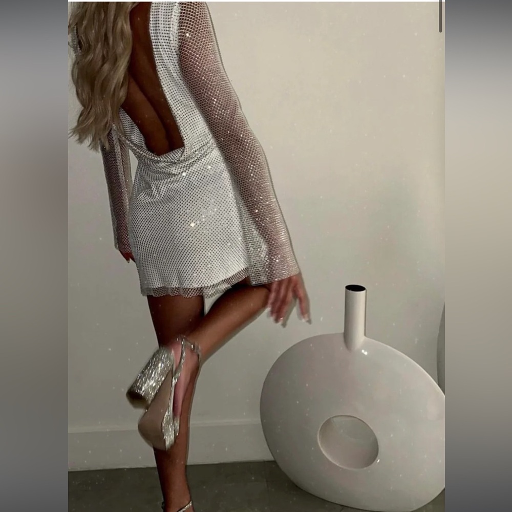 12th Tribe Silver Backless Dress